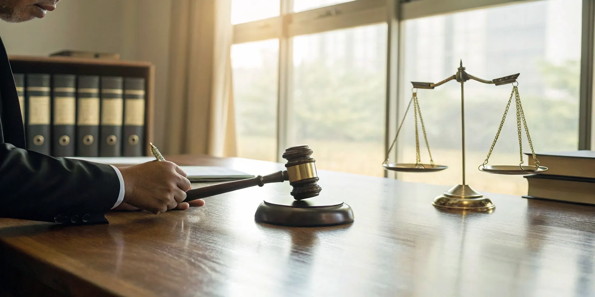 Arbitration lawyer prepares for a hearing.