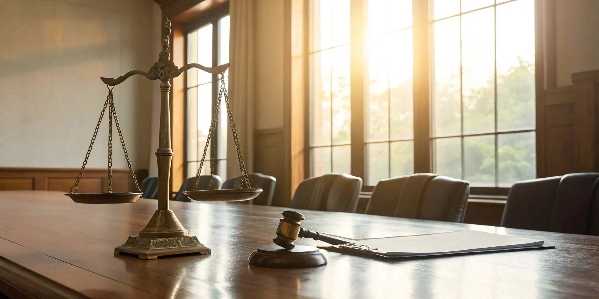 Scales of justice and gavel symbolize arbitration and legal proceedings.