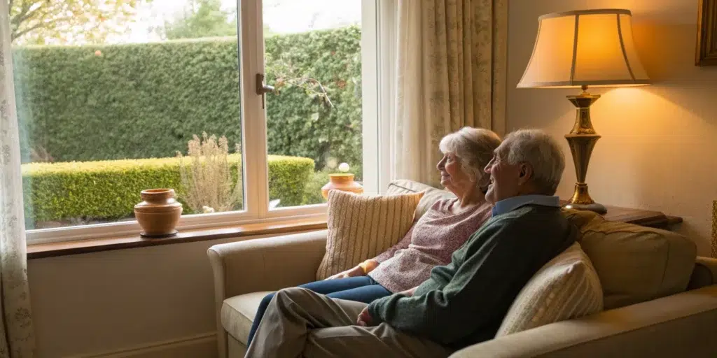 Senior couple concerned about finances.