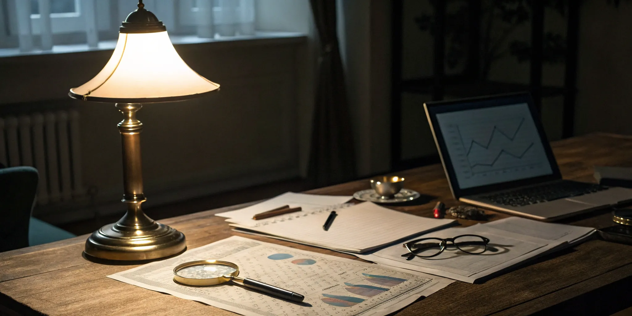 Morgan Stanley broker Borami Yoon's desk with laptop, charts, and financial papers.