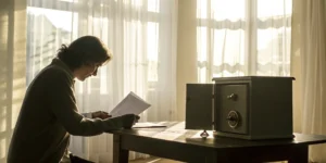 Lottery winner reviewing financial plans with advisor.