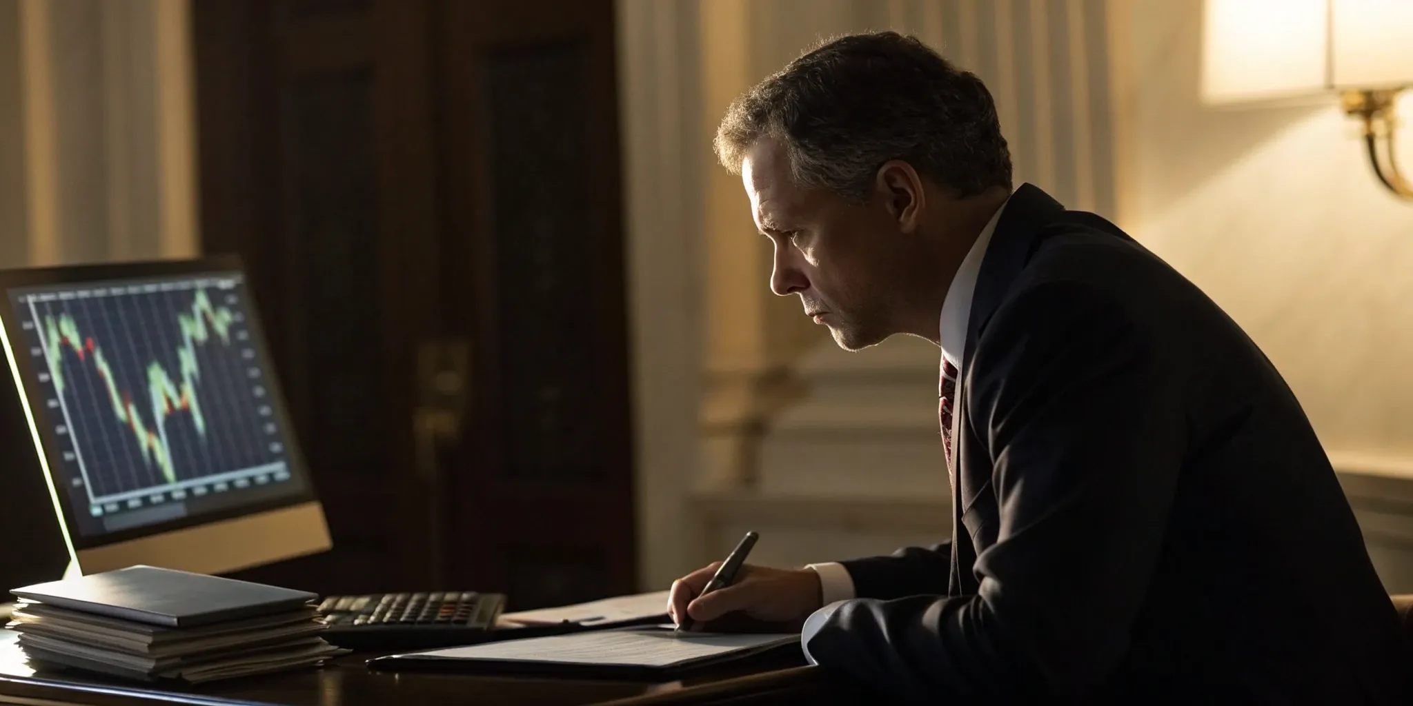 Vincent Pallitto, Jr., LPL Financial broker, reviews investment charts.