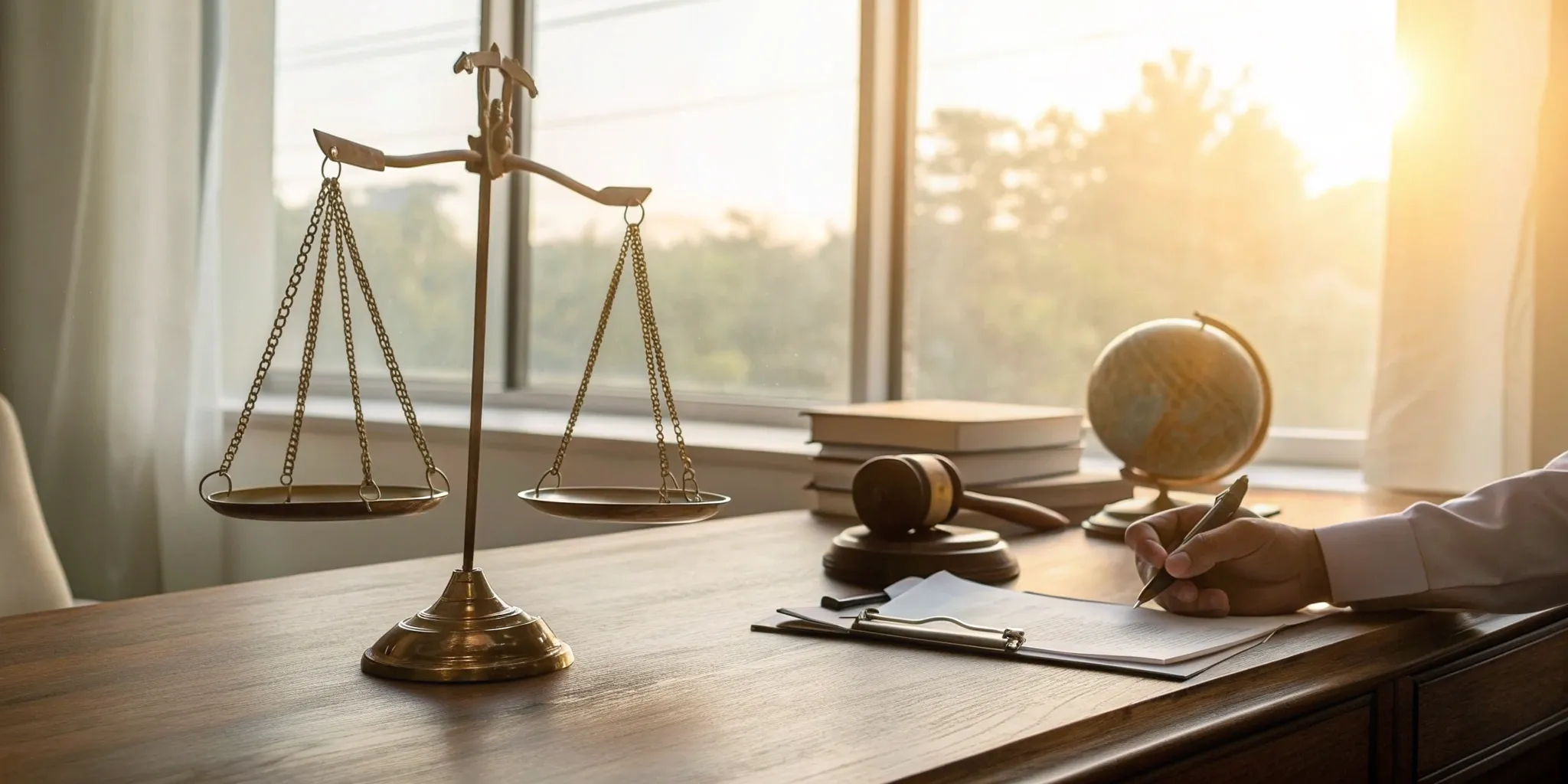 Scales of justice and a gavel on the desk of a Buckhead investment fraud attorney.