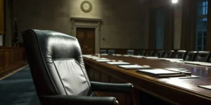 Empty boardroom chair for LPL Financial broker Thomas Rindahl amid investor complaints.