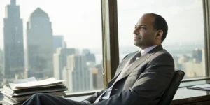 Kieran Varga, a broker for UBS Financial Services, Inc., in his office.