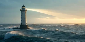 Lighthouse over a rough sea, offering guidance on recovering UBS structured product losses.
