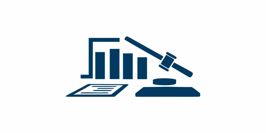 Law office desk with legal documents and financial charts symbolizing investment loss recovery