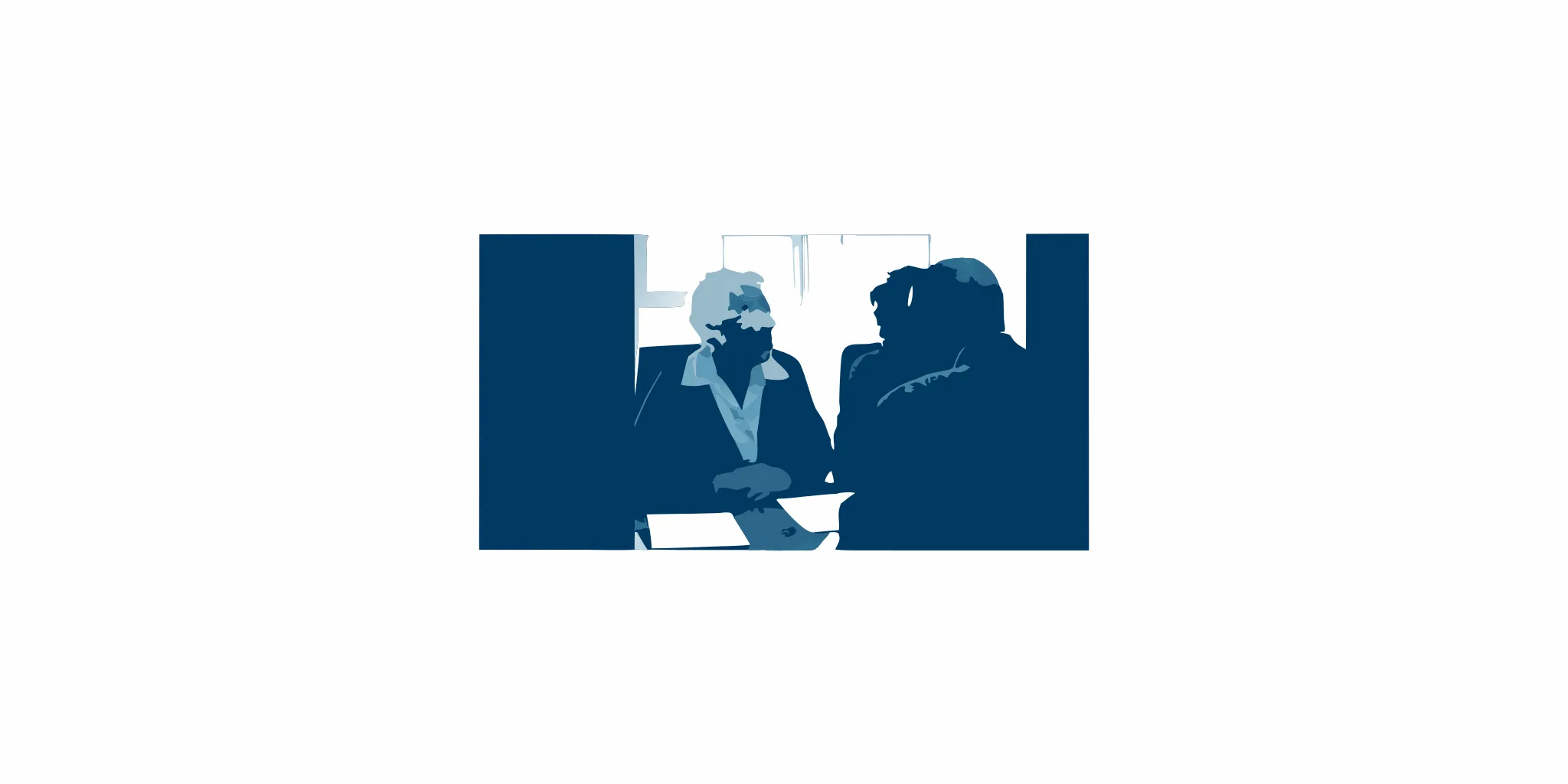 Elderly couple reviewing financial documents with a securities attorney in a professional office