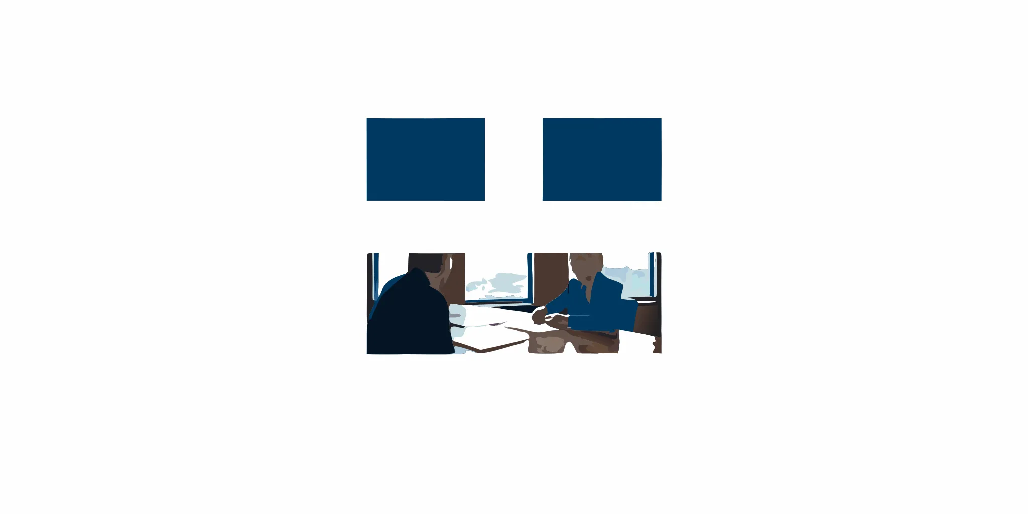Securities attorney meeting with an investor in a professional office to discuss an arbitration claim